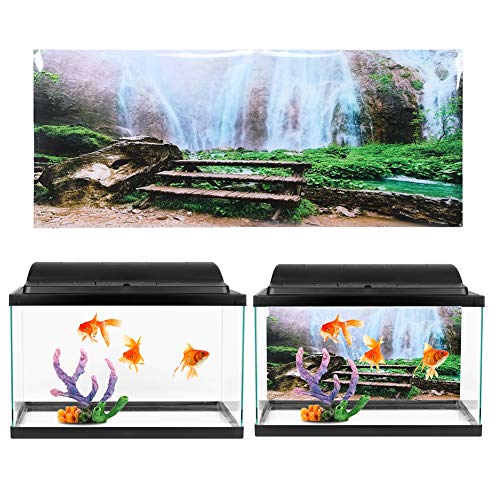 KIMISS Aquarium P, Hintergrund Poster Dekorative Malerei PVC Aufkleber Dschungel Wasserfall Fischtank Hintergrund Landschaftsbild für Dekoration 3D Selbstkleber Tapete (122 * 50CM) von KIMISS