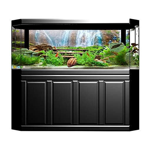 KIMISS Aquarium P, Hintergrund Poster Dekorative Malerei PVC Aufkleber Dschungel Wasserfall Fischtank Hintergrund Landschaftsbild für Dekoration 3D Selbstkleber Tapete (61 * 41CM) von KIMISS