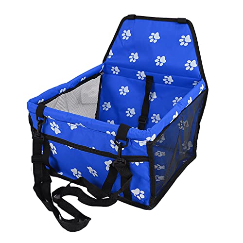 KIMISS Bärenpfotenmuster Waschbarer Haustierträger Käfig - Klappern für Hunde mit Verstellbaren Gurten und Stützstange Klappbare Autokäfig (Blue Claw Print Support Rod Model) von KIMISS