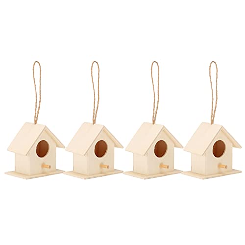 KIMISS Birdhouse Kit für Kleine Vögel - 4pcs Holzvogelnester Hängende Vogelhaus -Brutschachtel für Gartendekoration und Dekoration von KIMISS