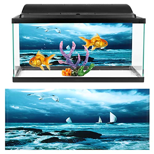KIMISS G P Aquarium Hintergrund, PVC -Klebstoff -Seeboot -Segelmuster Hintergründe Poster Aufkleber Fischtank Dekoration Wallpaper Dekoration (61 * 41CM) von KIMISS