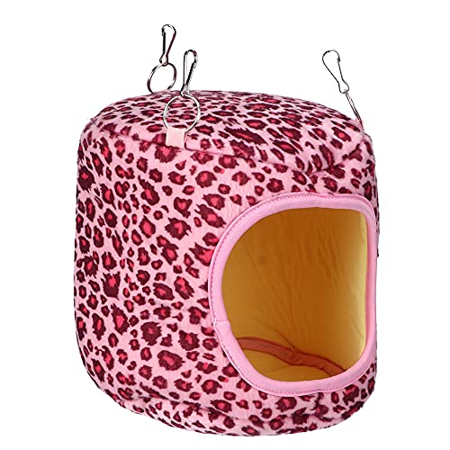 KIMISS G P Pet Hängematte, Baumwollhamster Warm Hängende Schlafnest Hängematte, Leopardenbetten für Eichhörnchen Hedgehog Meerschweinchen Chinchilla Kaninchen Taschen Kinn und S (Leopardenrosa) von KIMISS