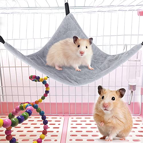 KIMISS Große Einfarbige Dreieckshängematte für Zuckergleiter, Eichhörnchen, Hamster, Haustiermäuse und Meerschweinchen – Gemütliche Kleintierbettwäsche (Gray) von KIMISS