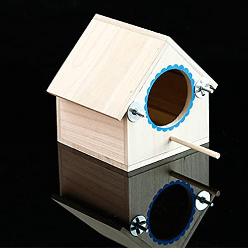 KIMISS Hanging Pine Bird für Fütterungsstation - Gemütliches Holzvogelhaus mit Starkem Lanyard und Einzigartigem Design (Blue) von KIMISS