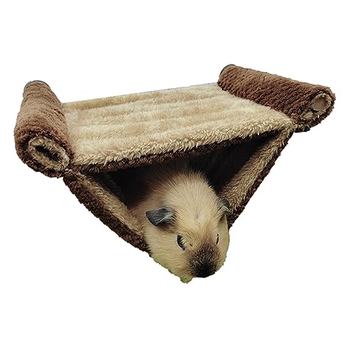 KIMISS Haustier-Hängematte für Kleintiere, Bett, Weich, Warm, Doppel-Hängematte, Hamsterbetten, Schichtkäfig für Goldene Rattenschaukel, Etagenbett, Tiere, Blau (Kaffeefarbe) von KIMISS