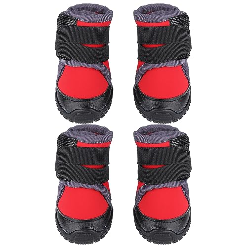 KIMISS Hundestiefel Haustier, Nicht Rutschende Outdoor-Sportschuhe Wasser Wasserdicht 4PCS Mode Welpe Großer Slip & Protectors Klettern für Running Hunt Walk (50) von KIMISS