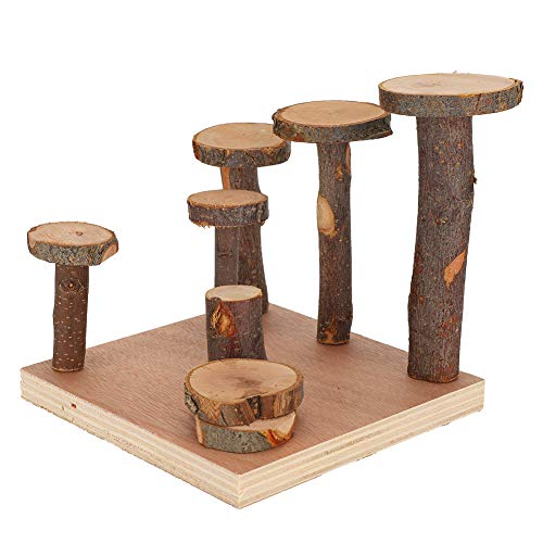 KIMISS Kleine Übung Spielzeug, Hamster Leiter Applewood Treppe Spielzeug, Spielplatz mit Rädern Schritt Spiele Zähne Mahlen Haustier Liefert Holzholzspielzeuge (Apfelholzsäule S) von KIMISS