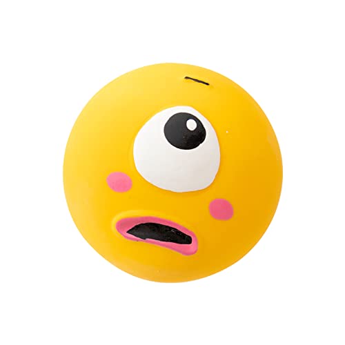 KIMISS Niedlicher Kauball für Hunde mit Großem Auge und Cartoon-Motiv | Quietschendes Interaktives Welpenspielzeug | Umweltfreundliches Latex-Haustierspielzeug für Hunde (Yellow) von KIMISS