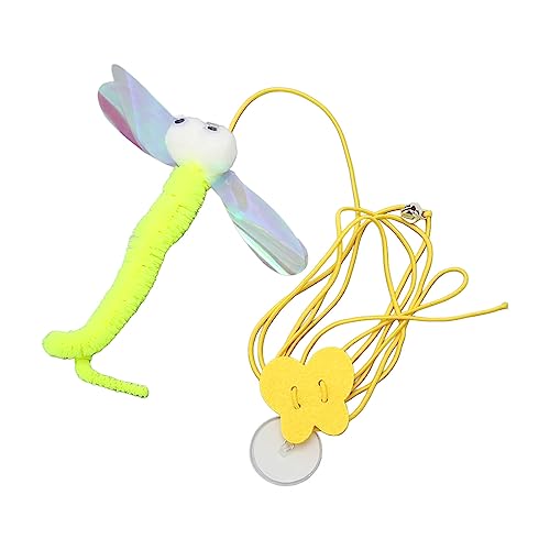 KIMISS Selbstspielendes Hängendes Katzenspielzeug mit Elastischem Seil, Klingelglocke für Kätzchentür, Libellenform, Einziehbar von KIMISS