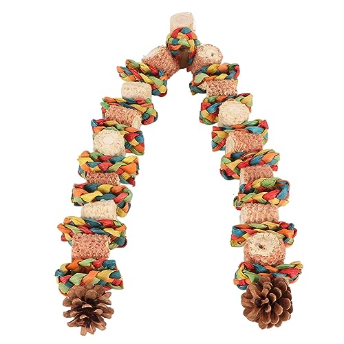 KIMISS Vogel-Kauspielzeug, Schnabelschleifen, Langeweile, Maisspielzeug, Einfache Installation, Spielzeug, Cob Pine Cone Bite für Mittelgroße und Große Papageien, Holz und Bunt (Colorful) von KIMISS