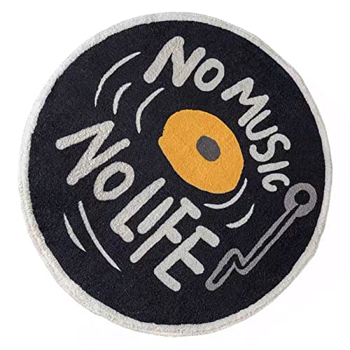 KIMISS Wasser Saugfähige Matte mit Retro -CD -Festplatten Design Weiche Nachahmung Kaschmir Badezimmermatte, Anti Rutsch, Dicker Absorbierender Badenteppich für Heimat und Haustür (Typ 1 100x100cm) von KIMISS