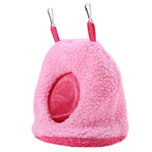 KIMISS Weiche Vogelhäuser, Nester Haus Haustier Winter Warmer Papagei Berber Fleece Plüsch Hängematte Hängende Höhlenkäfig Happy Hütte Zeltbett Rose Rote Schaukel für (PINK) von KIMISS
