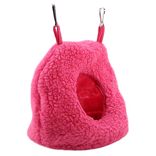 KIMISS Weiche Vogelhäuser, Nester Haus Haustier Winter Warmer Papagei Berber Fleece Plüsch Hängematte Hängende Höhlenkäfig Happy Hütte Zeltbett Rose Rote Schaukel für (Rosenrot) von KIMISS