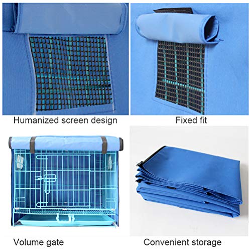 KIMISS Winddichte wasserdichte Haustierkistenabdeckung für Katzen, Kaninchen und Hunde - Atmungsaktives 4 -Jahreszeiten Design mit Seiten Reißverschluss und Einstellbar (Blue) von KIMISS