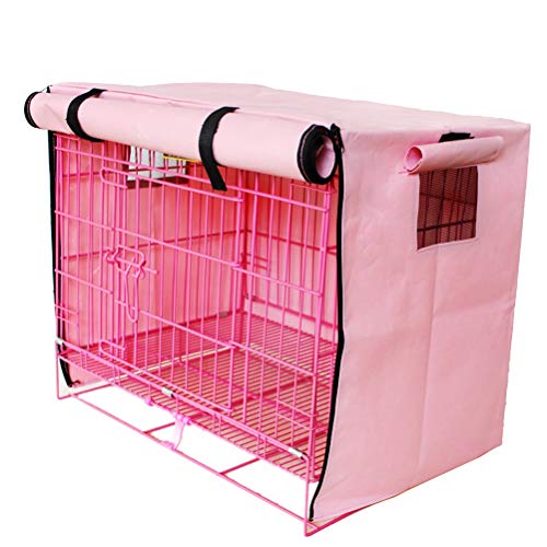 KIMISS Winddichte wasserdichte Haustierkistenabdeckung für Katzen, Kaninchen und Hunde - Atmungsaktives 4 -Jahreszeiten Design mit Seiten Reißverschluss und Einstellbar (PINK #20) von KIMISS