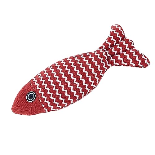 Katzenspielzeug mit Katzenminze, Fischform, Simulation von Langeweile, Interaktives Kauspielzeug, Zum Kauen von Haustieren für Kätzchen, Katzen und Kätzchen (Rot) von KIMISS