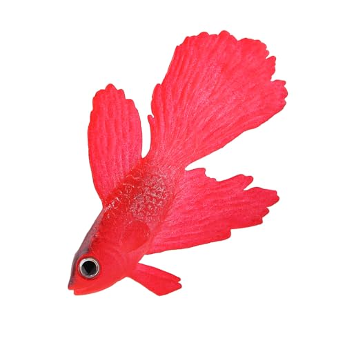 Künstliche Fische Forriumrium Dekoration Lustige Künstliche Silikon Kleine Fische Fisch Ornamente Betta Fisch Fakerium Fishrium Dekor (Nr. 1 Red Betta) von KIMISS