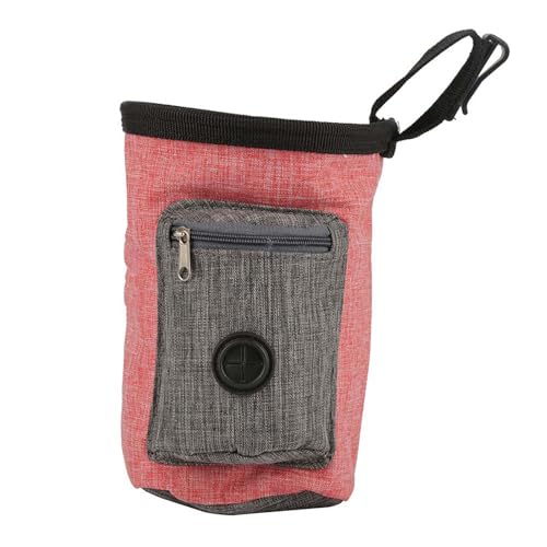 Pet Treat Bag, Hundebeutel Gehorsam Ing Taillenbeutel Belohnung Food Snack Training Köder Multi -funktionaler Speicher mit und Eingebauter Poop -Spender Brown Multifunktional Tragbar (Rot) von KIMISS