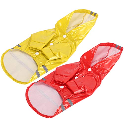 Reflektierender Haustier-Regenmantel für Hunde – wasserdichte Regenjacke mit Reflektierenden Streifen in Rot und Gelb für Verbesserte Sichtbarkeit und Sicherheit (L) von KIMISS