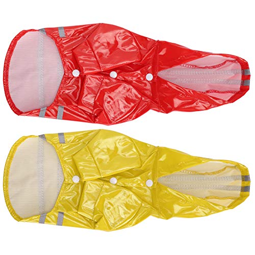 Reflektierender Haustier-Regenmantel für Hunde – wasserdichte Regenjacke mit Reflektierenden Streifen in Rot und Gelb für Verbesserte Sichtbarkeit und Sicherheit (S) von KIMISS