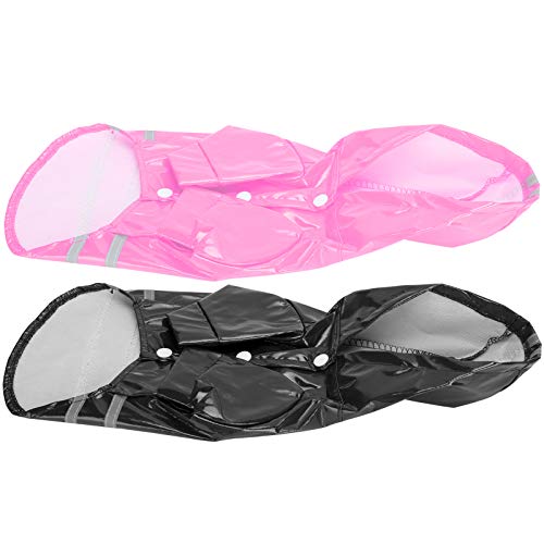 Reflektierender Haustier-Regenmantel für Hunde – wasserdichte Rosa-Schwarze Hunde-Regenjacke mit Reflektierenden Streifen für Sicherheit (M) von KIMISS