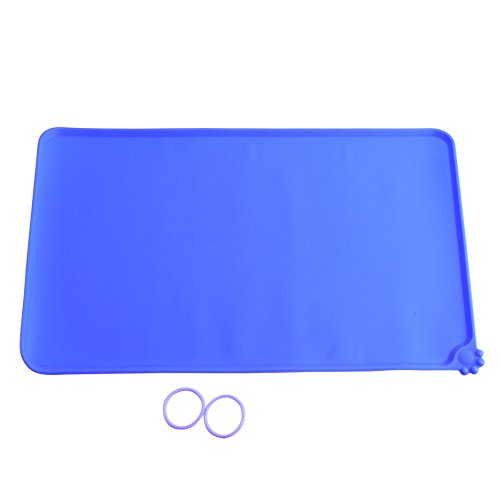 Silikon -Haustier -Fütterung, Matten Matten wasserdichte Nahrung Non Cat Easy Wischen Sie Saubere Schüssel Schüssel Schlupfhund und Wasser Tischemat Grüne Futterpuppenprodukt (Blue) von KIMISS