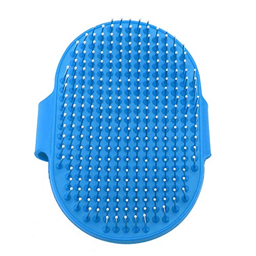 Silikon -Haustierbürste, Bürsten Massage Bad Shampoo Runde Badehaarpfeile Reinigungshunde Katzen Kammkopfzähne für Lange Kurze Blaue Lieferungen (Blue) von KIMISS