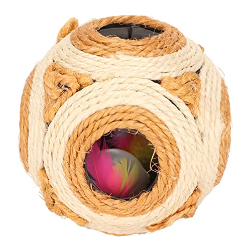 Sisal Cat Kratzkugel, Leuchtende Farben Interaktiver Ball, Klauenkratzfestes Schleifenspielzeug mit Farbiger Feder für Katzen Sisal Cat Kratzkugel, Leuchtende Farben Interaktiver Ball, Klauenkratzfestes Schleifenspielzeug mit Farbiger Feder für Katzen von KIMISS