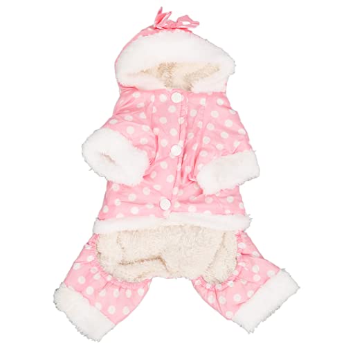Stilvoller Winter-Haustiermantel – Verdickte, Warme, Gepunktete Baumwolljacke für Hunde – Elegante, Modische Daunenjacke für Hündinnen (S) von KIMISS