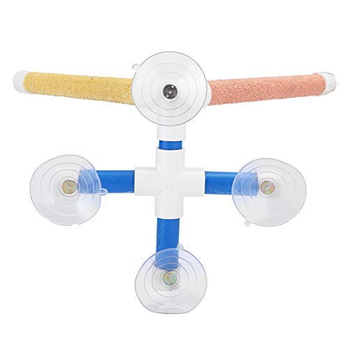 Vogel-Badestange, Papageien-Dusche, Stehende Stange Zum Baden, Vier Saugnäpfe mit Tassen, Sitzstangen, Mattierte Beschichtung, Spielzeugfenster und für Aras, Kakadus, von KIMISS