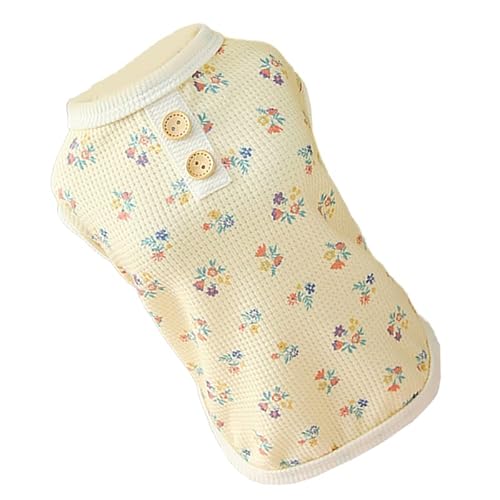 Waffel-Blumenweste für Kleine Hunde – Frühlings-/Sommer-Teddy- und Schnauzer-Outfits – Süße Haustierkleidung für Mittlere und Kleine Rassen (M) von KIMISS