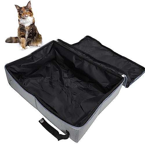 wasserdichte, Faltbare Katzentoilette – Graue Tragbare Katzentoilette für Unterwegs, Leicht zu Reinigen, Ideal für den Innen- und Außenbereich, Platzsparendes Design (L) von KIMISS