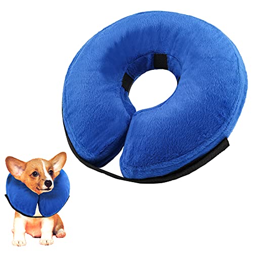 KINBOM Aufblasbar Weich Donut-Halsband für Hunde und Katzen Nach der Operation, Verhindern Haustiere aus Berührungswunden (Blau, Baumwolle) von KINBOM