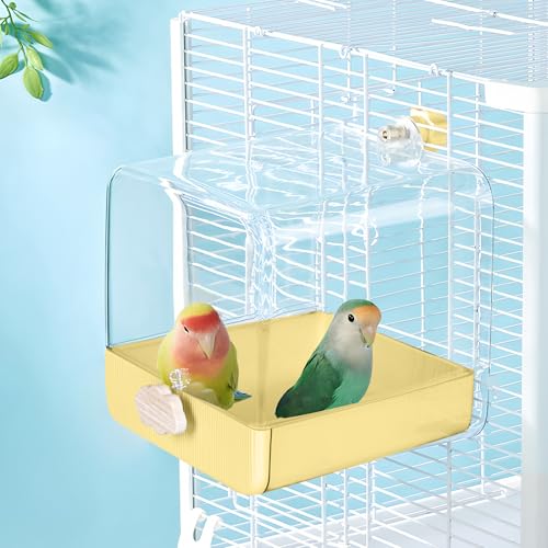 KINFAVOU Vogeltränke zum Aufhängen, Reinigung von Haustierbedarf, Vogelkäfig-Zubehör für kleine bis mittelgroße Vögel, Finken, Sittiche, Mannikine und Kakadus (gelb) von KINFAVOU