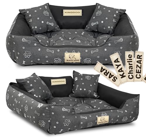 KING DOG Hundebett 100x75 cm personalisiert, wasserdicht, mit silbernem Knochendetail - ideal für mittelgroße Hunde KING DOG Hundebett 100x75 cm personalisiert, wasserdicht, mit silbernem Knochendetail - ideal für mittelgroße Hunde von KING DOG