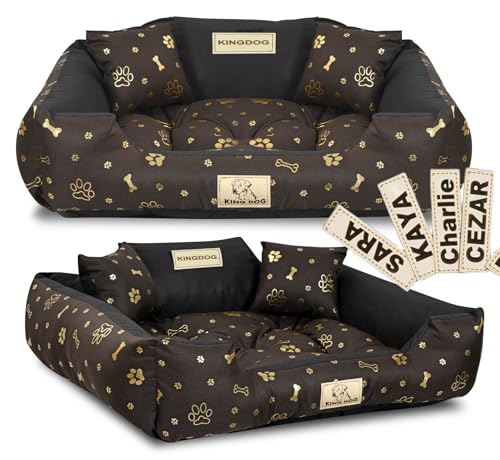 KING DOG Hundebett 100x75 cm personalisiert wasserdicht mit Knochenmuster Gold KING DOG Hundebett 100x75 cm personalisiert wasserdicht mit Knochenmuster Gold von KING DOG