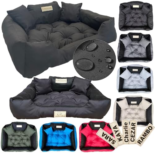 KING DOG Hundebett 130x105 cm schwarz - personalisierbar, wasserdicht, mit Kissen, weiches und langlebiges XXL-Bett KING DOG Hundebett 130x105 cm schwarz - personalisierbar, wasserdicht, mit Kissen, weiches und langlebiges XXL-Bett von KING DOG