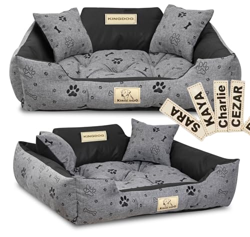 KING DOG Hundebett 75x65 cm personalisiert wasserdicht mit schwarzem Knochendetail KING DOG Hundebett 75x65 cm personalisiert wasserdicht mit schwarzem Knochendetail von KING DOG