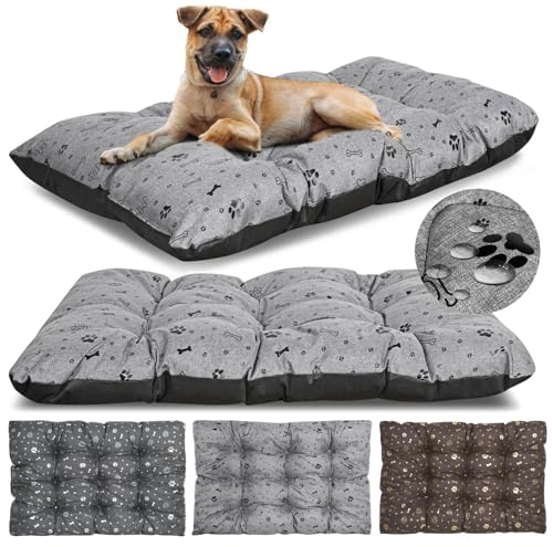 KING DOG Hundebett Große Größe L 100 x 70 cm Wasserdichtes Waschbares Kissen Aus Oxford-Stoff Bequemes Matratzenbett Für Hunde Innen & Außen Langlebig Farbe Grau von KING DOG