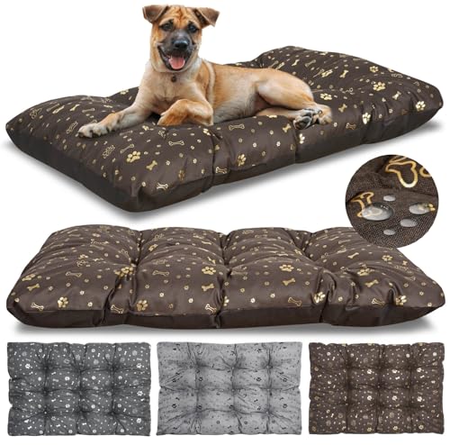 KING DOG Hundebett Große Größe L 100 x 70 cm Wasserdichtes Waschbares Kissen aus Oxford-Stoff Bequemes Matratzenbett für Hunde Innen- und Außenbereich Langlebig Farbe Braun von KING DOG