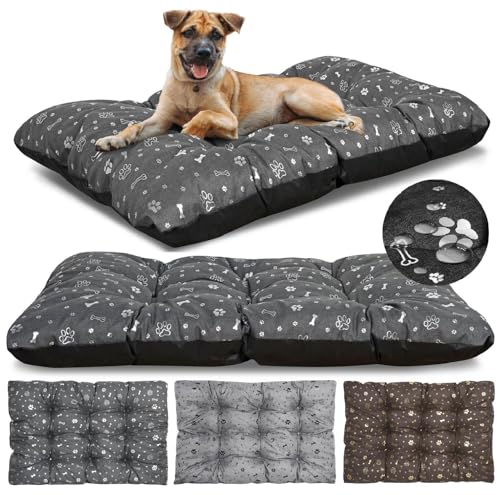 KING DOG Hundebett Große Größe L 100 x 70 cm Wasserdichtes Waschbares Kissen aus Oxford-Stoff Bequemes Matratzenbett für Hunde Innen- und Außenbereich Langlebig Farbe Graphit von KING DOG