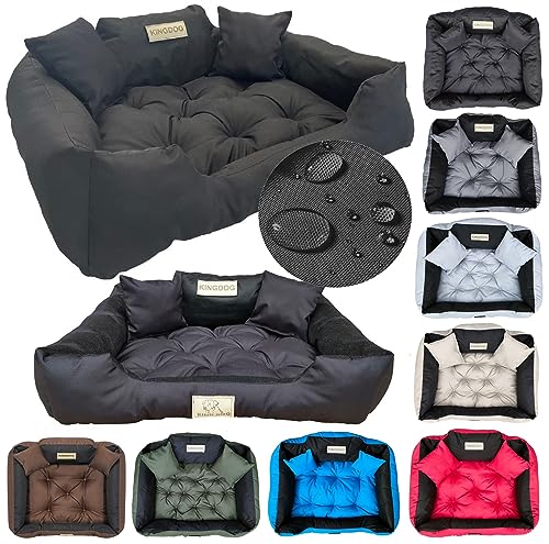 KING DOG Hundebett Kleine Hunde Waschbar Orthopädisches S 55 x 45 cm Hundekissen Haustierbett Hundekorb Hundecouch mit Hohem Rand Wasserdicht Material Silikon Füllung Schwarz von KING DOG