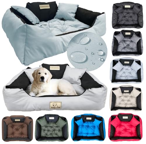KING DOG Hundebett Mittelgroße Hunde Waschbar M 75 x 65 cm Hundekissen Haustierbett Hundekorb Personalisiert - Name des Hundes Wasserdichtes Material Silikon Füllung Hellgrau KING DOG Hundebett Mittelgroße Hunde Waschbar M 75 x 65 cm Hundekissen Haustierbett Hundekorb Personalisiert - Name des Hundes Wasserdichtes Material Silikon Füllung Hellgrau von KING DOG