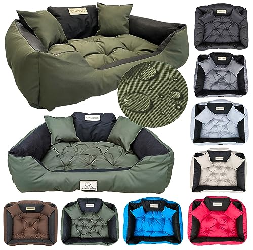 KING DOG Hundebett Mittelgroße Hunde Waschbar Orthopädisches M 75 x 65 cm Hundekissen Haustierbett Hundekorb Hundecouch mit Hohem Rand Wasserdicht Material Silikon Füllung Grün von KING DOG