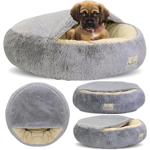 KING DOG Hundebett Ø 60 cm überdachtes Hundebett Katzenhöhle Donut-Bett Plüsch-Kunstfell-Nest Flauschiges Rundes Hundekissen Hundesofa Katzenbett für kleine mittelgroße Hunde KING DOG Hundebett Ø 60 cm überdachtes Hundebett Katzenhöhle Donut-Bett Plüsch-Kunstfell-Nest Flauschiges Rundes Hundekissen Hundesofa Katzenbett für kleine mittelgroße Hunde von KING DOG