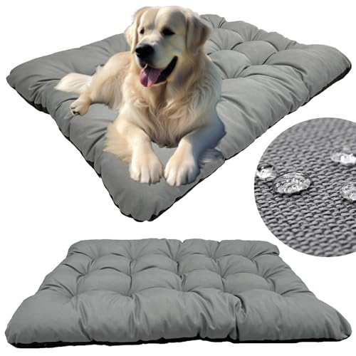 KING DOG Hundekissen L 100 x 70 cm wasserdichte Matte für Große und Mittelgroße Hunde Komfortable Weiche und Einfach zu Reinigende Matte in Grau Höhe 10cm Kühlmatte Bequeme Liegefläche für Haustiere von KING DOG