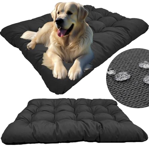 KING DOG Hundekissen XL 120 x 80 cm wasserdichte Matte für Große und Mittelgroße Hunde Komfortable Weiche und Einfach zu Reinigende Matte in Schwarz Höhe 10 cm Matte Bequeme Liegefläche für Haustiere von KING DOG