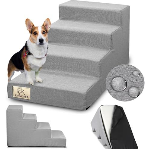 KING DOG Hundetreppe für Kleine Hunde 4-Stufig Haustiertreppe für Bett und Sofa aus Hochdichtem Schwamm Hunde Treppe Hunderampe mit Abnehmbarem Waschbarem Bezug und Rutschfestem Boden 60 x 40 x 30 cm KING DOG Hundetreppe für Kleine Hunde 4-Stufig Haustiertreppe für Bett und Sofa aus Hochdichtem Schwamm Hunde Treppe Hunderampe mit Abnehmbarem Waschbarem Bezug und Rutschfestem Boden 60 x 40 x 30 cm von KING DOG