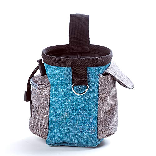 KINGBOO Leckerli-Tasche für Hunde, mit integriertem Kotbeutelspender, verstellbarer Bund, Hüfttasche für Reisen, Outdoor, Spazierengehen, Himmelblau von KINGBOO