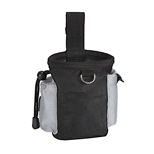 KINGBOO Leckerli-Tasche für Hunde, mit integriertem Kotbeutelspender, verstellbarer Bund, Hüfttasche für Reisen, Outdoor, Spazierengehen, Schwarzgrau von KINGBOO